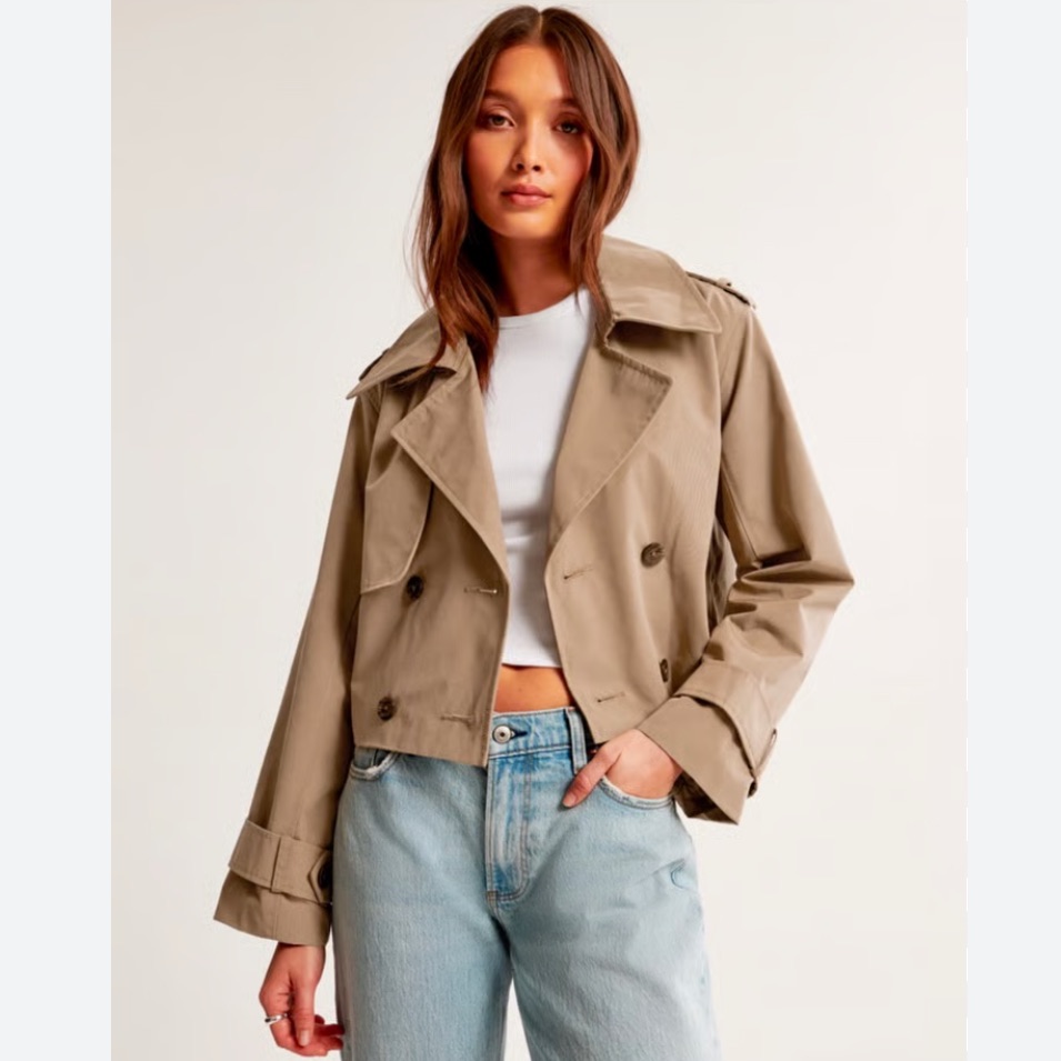 Abercrombie & Fitch Cropped Tan Trench Coat